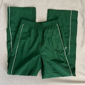 Nike NWT Dark Green Baggy/Full leg Track Pants with White Piping